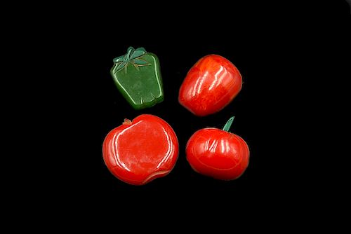 4 VEGETABLE PINS CHERRY RED TOMATO,