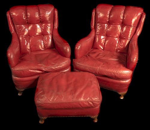 PR RED LEATHER CLUB CHAIR CIRCA 37dd23