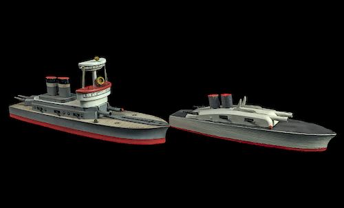 2 KEYSTONE B-22 US BATTLESHIP TOYS