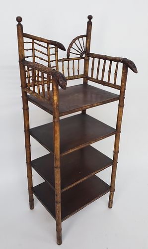 19TH CENTURY FOUR TIER BAMBOO ETAGERE19th