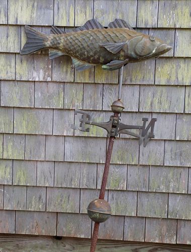 VINTAGE MOLDED COPPER CODFISH WEATHERVANEVintage 37ddeb