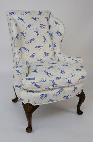 QUEEN ANNE STYLE WING CHAIRQueen