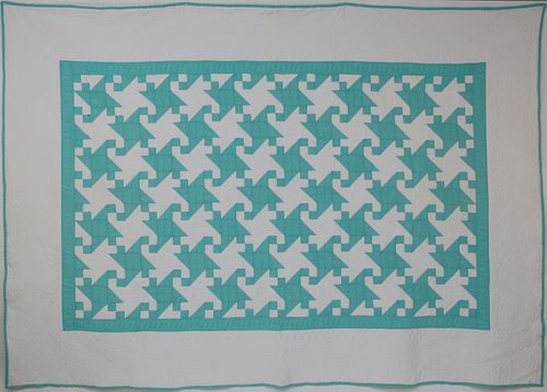 TEAL GREEN PINWHEEL PATTERN PATCHWORK