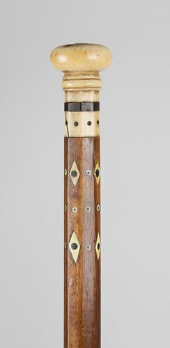 SAILOR MADE INLAID WALKING STICK,