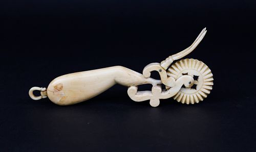 WHALER MADE ANTIQUE WHALE IVORY 37deed