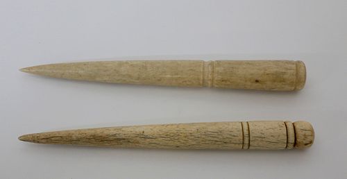 TWO ANTIQUE TURNED WHALEBONE FIDS  37def0