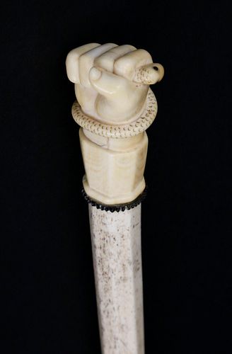 FINE CARVED WHALE IVORY CLENCHED 37df13