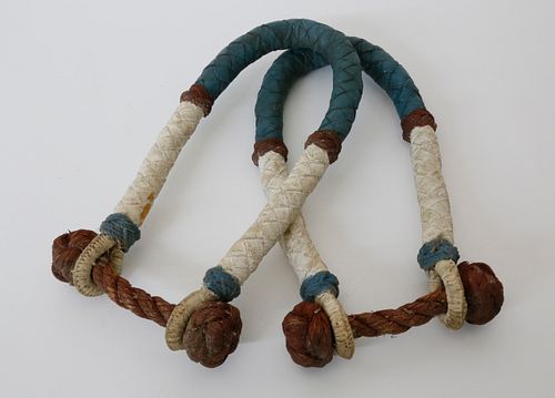 PAIR OF TRICOLOR PAINTED ROPE BECKETS,