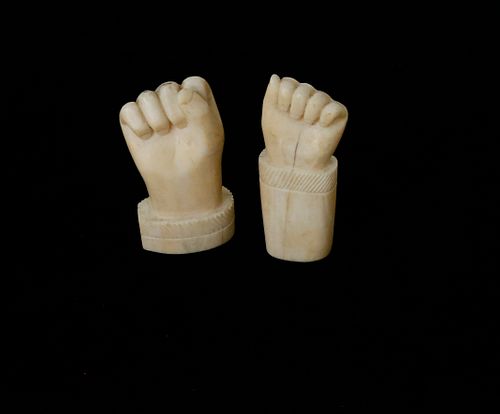 TWO ANTIQUE CARVED WHALE IVORY