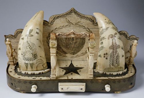 ANTIQUE WHALEBONE, BALEEN AND SCRIMSHAW