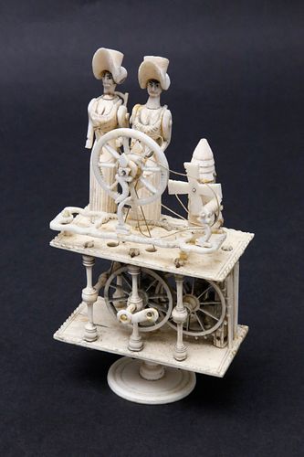 FRENCH PRISONER OF WAR CARVED BONE SPINNING