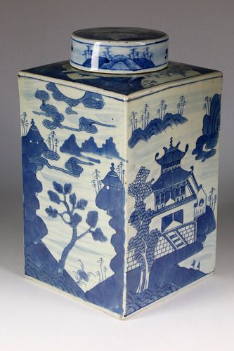 CANTON BLUE AND WHITE STORAGE CANISTER,