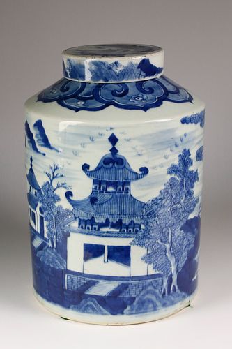 CANTON BLUE AND WHITE STORAGE CANISTER  37df96