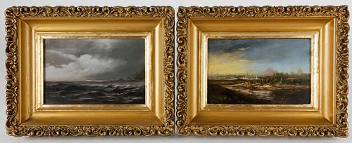 PAIR OF MINIATURE SEASCAPES ON