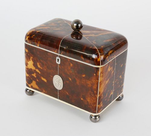 REGENCY TORTOISESHELL TEA CADDY  37dfa2