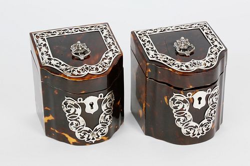 NEAR PAIR OF SILVER MOUNTED TORTOISESHELL 37dfa3