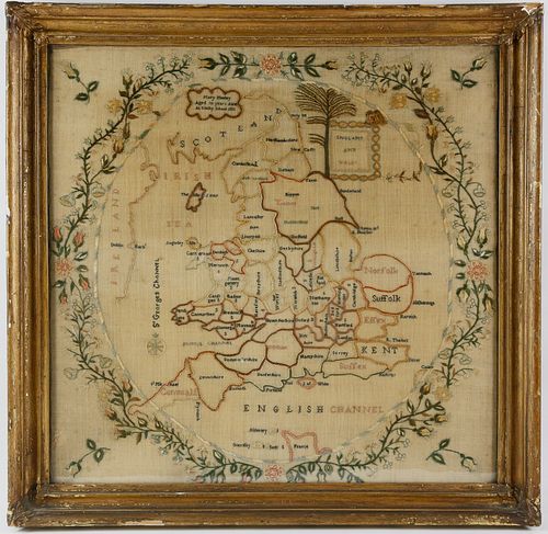 1811 NEEDLEWORK MAP SAMPLER OF