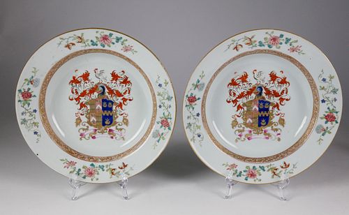 PAIR OF ARMORIAL CHINA TRADE PORCELAIN