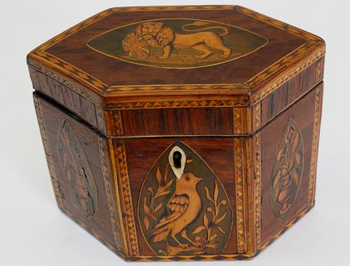 GEORGE III MARQUETRY INLAID TEA