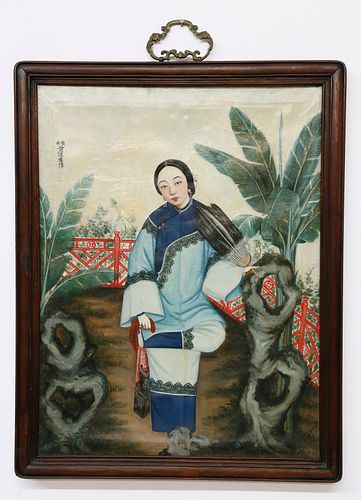 CHINESE OIL ON CANVAS PORTRAIT 37e108