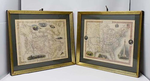 2 FRAMED ANTIQUE MAPS2 Framed antique 37e113