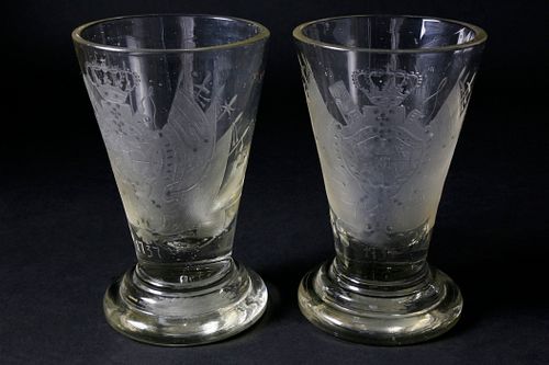 PAIR OF BOHEMIAN ETCHED AND ENGRAVED 37e176