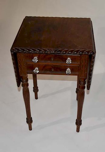 MAHOGANY DROP LEAF 2 DRAWER STANDMahogany