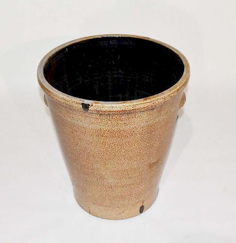LARGE STONEWARE CROCK WITH APPLIED