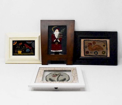 4 PIECES OF FRAMED PUNCH NEEDLE