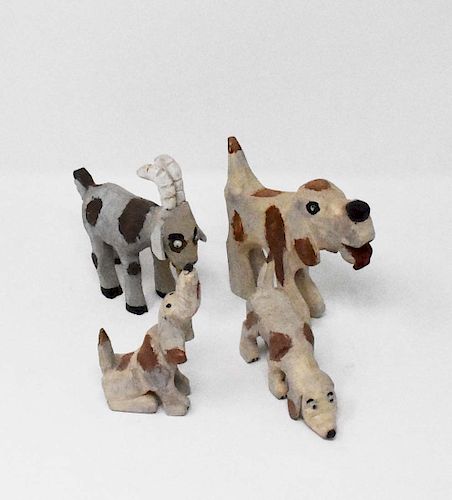 4 CARVED WOODEN ANIMAL FIGURES4 37e28a