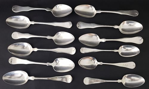 12 COIN SILVER SERVING AND TABLESPOONS  37e2e8