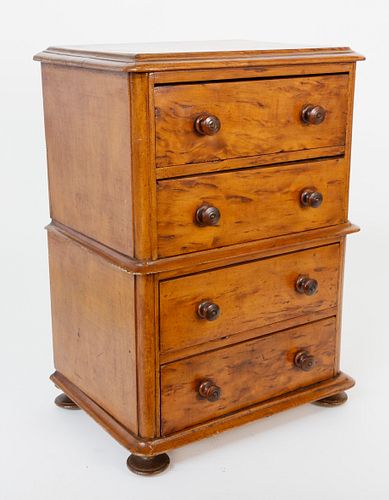 MINIATURE MAPLE CHEST ON CHEST,