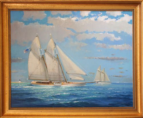 WILLIAM LOWE OIL ON LINEN SCHOONERS 37e313