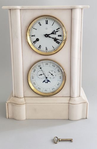 FRENCH DOUBLE DIAL ALABASTER CALENDAR