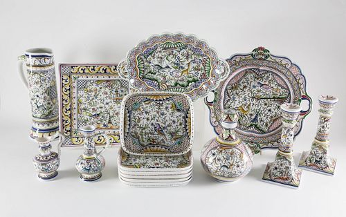 15 PIECE PORTUGUESE HAND PAINTED CERAMIC