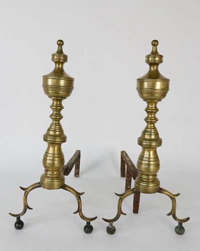 PAIR OF 19TH CENTURY BRASS URN