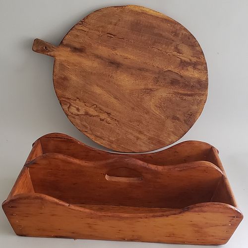 PRIMITIVE PINE CUTLERY TRAY AND