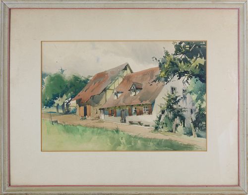 WATERCOLOR ON PAPER ENGLISH COTTAGE Watercolor 37e3af