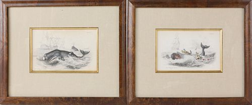 PAIR OF WHALING LITHOGRAPHS, "THE