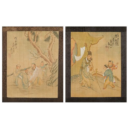 2 CHINESE 20TH C FOLIO PAINTINGS 37e3e5