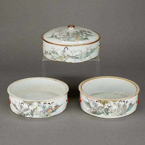 3 CHINESE PRC PORCELAIN FOOD CONTAINERSGroup 37e401