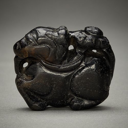CHINESE CARVED DARK STONE HORSEArchaic