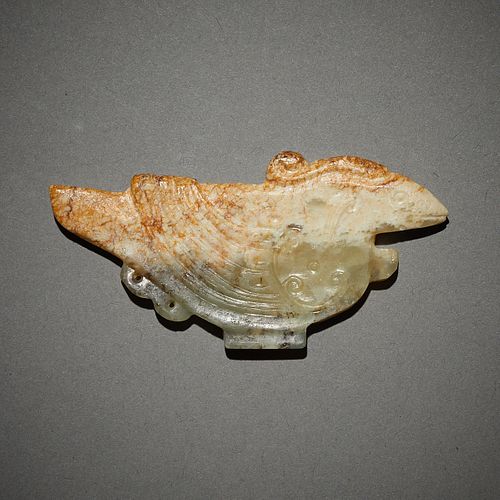 ARCHAIC CHINESE CARVED JADE BIRD 37e458