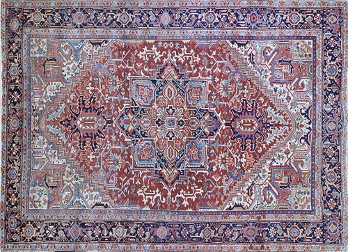 VINTAGE PERSIAN HERIZ HAND KNOTTED