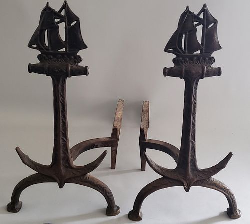 VINTAGE CAST IRON ANCHOR AND SHIP