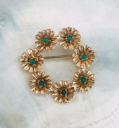 14K YELLOW GOLD CABOCHON EMERALD