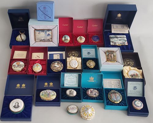 COLLECTION OF 21 COVERED ENAMELED
