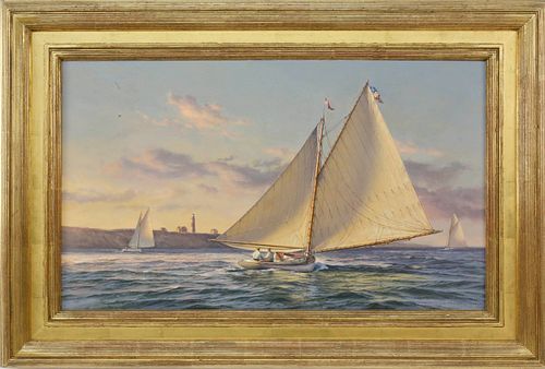 DONALD W DEMERS OIL ON LINEN SAILING 37e566