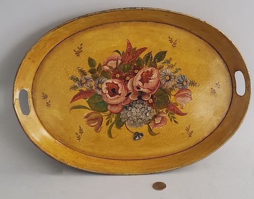 ANTIQUE FRENCH TOLE PAINT AND FLORAL 37e5c0