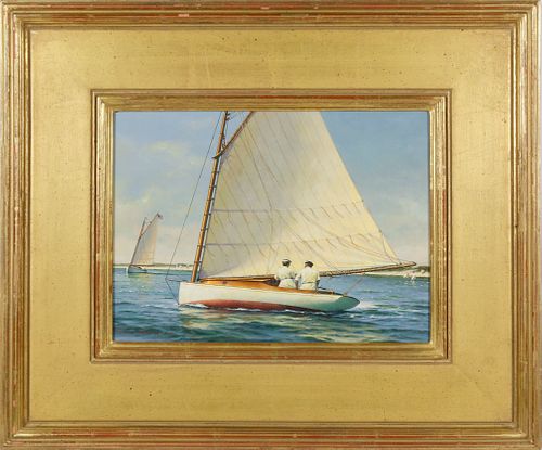 DONALD W DEMERS OIL ON BOARD SAILING 37e5de